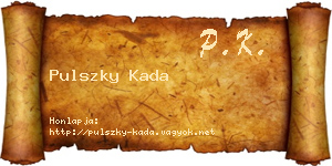 Pulszky Kada névjegykártya